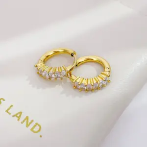 Wholesale PVD Coated Real Gold Plated Geometric 304 Stainless Steel Simple Style Waterproof Non Tarnish Earrings