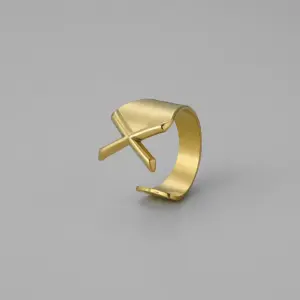Gold X Open Ring J382-24 / Adjustable Opening