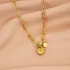 Wholesale Jewelry Romantic Heart Shape 304 Stainless Steel 18K Gold Plated Handmade Pendant Necklace