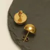 Wholesale 1 Pair Simple Style Round 201 Stainless Steel Gold Plated Ear Studs