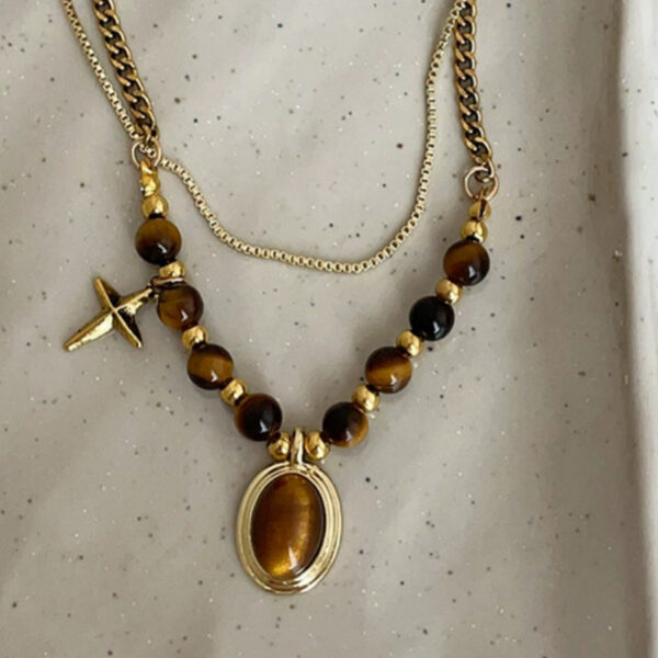 oly-365f5ec3029caa3c15c499651c0dd564 Wholesale Tiger's Eye Pendant Double Necklace