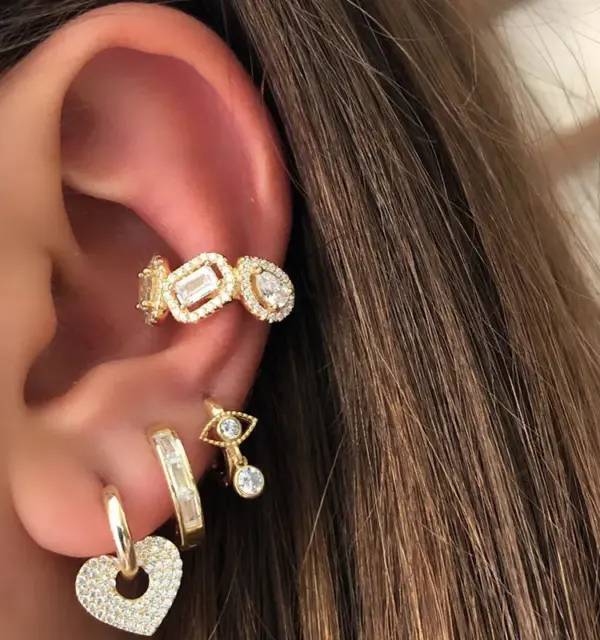 Fashion Heart Shape Copper Drop Earrings Gold Plated Zircon Copper Earrings