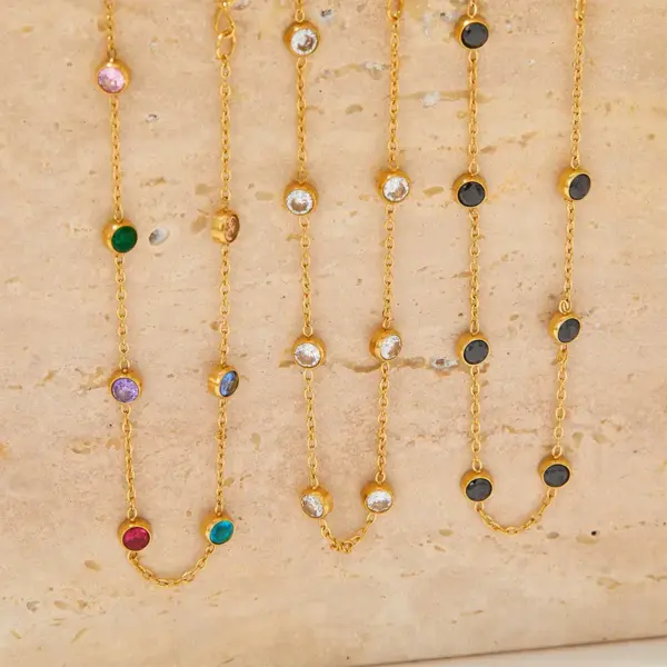 Wholesale PVD Coated Real Gold Plated 16K Gold White Gold Plated Gold Plating Round 304 Stainless Steel Simple Style Waterproof Non Tarnish Bracelets Anklet