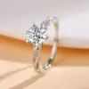 Wholesale Popular Simulated Moissanite Ring For Women Six-Prong One Carat Wedding Jewelry Simple Geometry