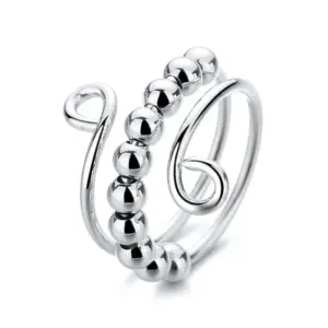 Ten beads 3 rings beads curved ears / Adjustable opening