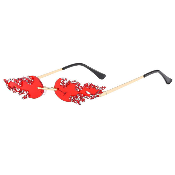 Wholesale European and American Ins Cross-border New Flame Diamond-encrusted Personalized Trendy Sunglasses Party Fashion Sunglasses