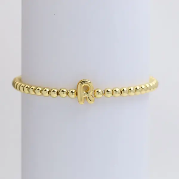 Wholesale Copper Beaded Plating Letter Bracelets