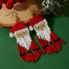 Wholesale Braided Santa Claus Head Earrings with White High-end Tassels