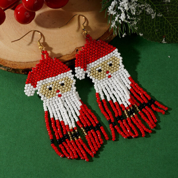 Wholesale Braided Santa Claus Head Earrings with White High-end Tassels