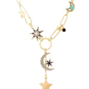 Wholesale Punk-style hip-hop fashion star and moon necklace