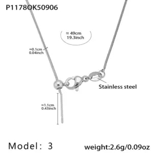 P1178-3 Steel Color Round Snake Chain Necklace 49cm