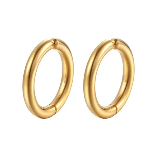 Wholesale PVD Coated 18K Gold Real Gold Plated Round 304 Stainless Steel Fashion Waterproof Non Tarnish Ear Clips