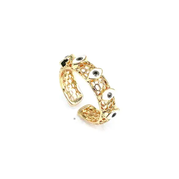 Wholesale Retro Devil's Eye Copper Gold Plated Open Ring 1 Piece