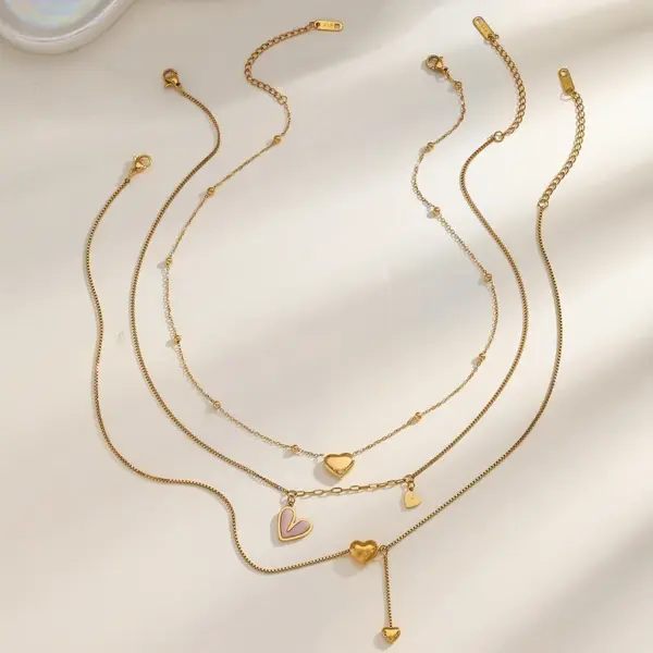 Wholesale PVD Coated Real Gold Plated 18K Gold Heart Shape 304 Stainless Steel Elegant Sexy Romantic Waterproof Non Tarnish 304 Stainless Steel Lobster Trigger Clasp Closure Pendant Necklace