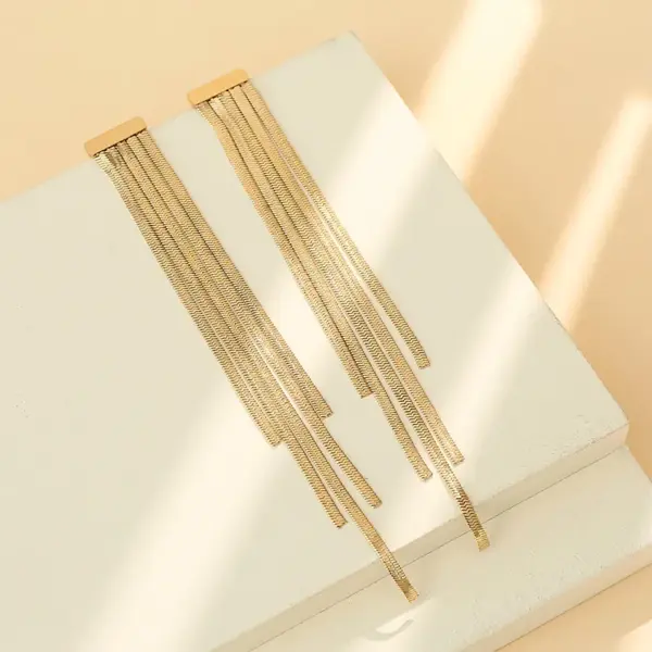 Wholesale Fashion Solid Color Tassel Plating 304 Stainless Steel 16K Gold Plated White Gold Plated Gold Plated Stainless Steel Earrings