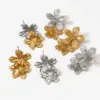 Wholesale PVD Coated Real Gold Plated 16K Gold White Gold Plated Gold Plating Flower 304 Stainless Steel Sweet Waterproof Non Tarnish Drop Earrings
