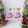 Wholesale Pink Christmas Acrylic Earrings