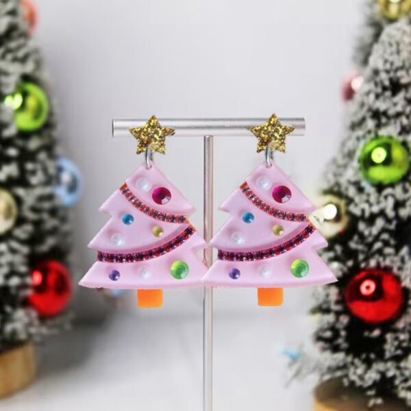 Wholesale Pink Christmas Acrylic Earrings
