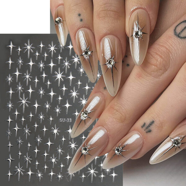 Wholesale Nail Art Stickers Sparkling Four-Pointed Star Fairy Nail 3D Adhesive Stickers