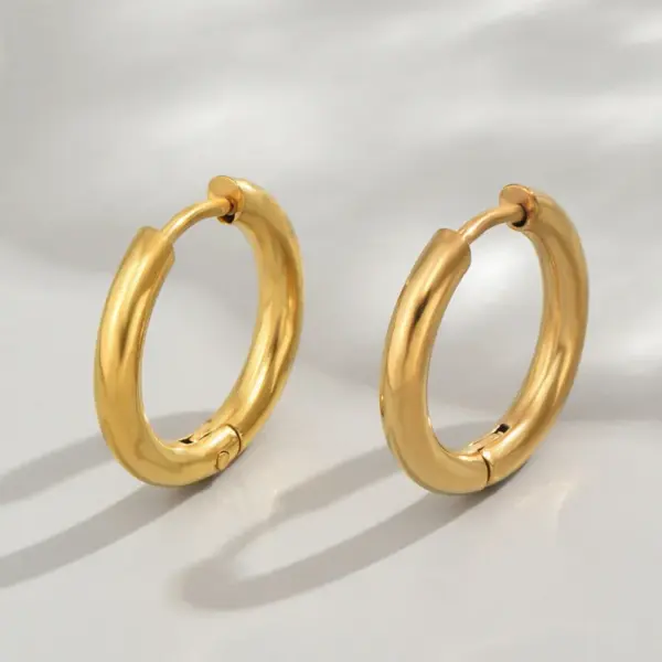 304 Stainless Steel Triangle Circle Heart Shape Electroplated Golden Plated Simple Style Enamel Hoop Earrings