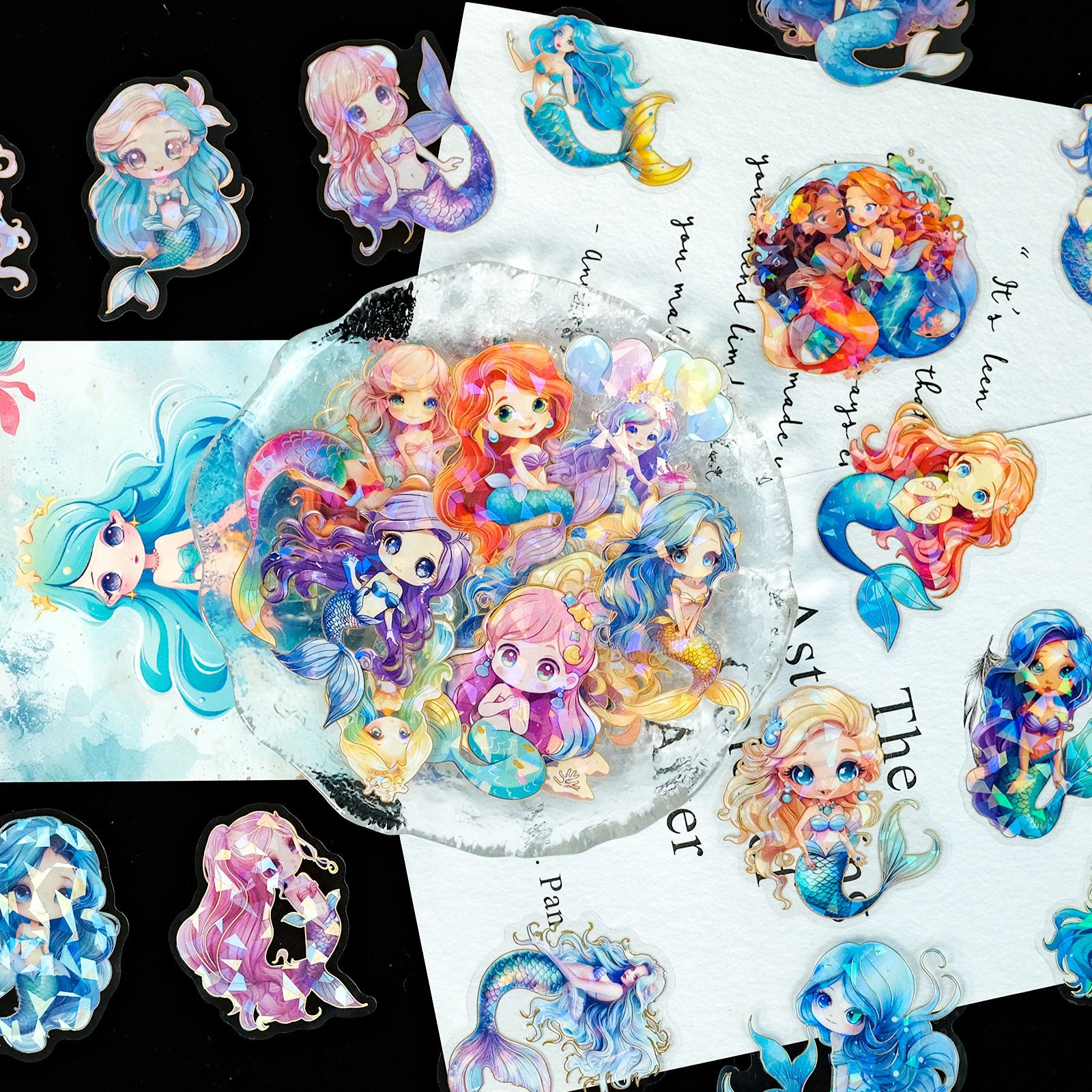 Wholesale Cross-border 30 laser bronzing cartoon hand-painted mermaid princess graiti stickers DIY chilen's creative hand aount