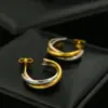 304 Stainless Steel C Shape Multicolor PVD Coated 18K Gold Plated 18K Gold Simple Style Waterproof Non Tarnish Plating Gold Ear Studs