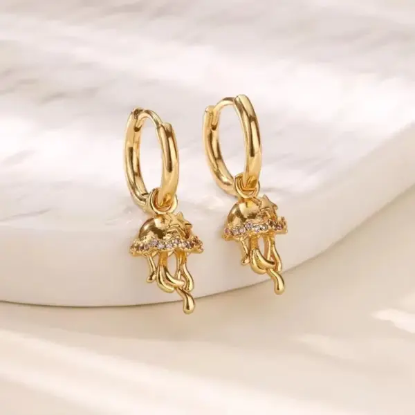 Copper Geometric PVD Coated Zircon White Gold Plated IG Style Elegant Vintage Style Hoop Earrings Drop Earrings