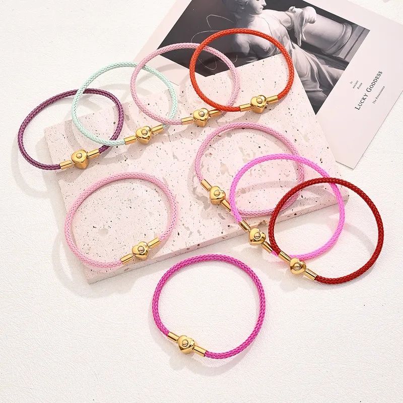 Wholesale Casual Simple Style Classic Style Simple Solid Color 304 Stainless Steel Wire Rope 18K Gold Plated Bracelets In Bulk