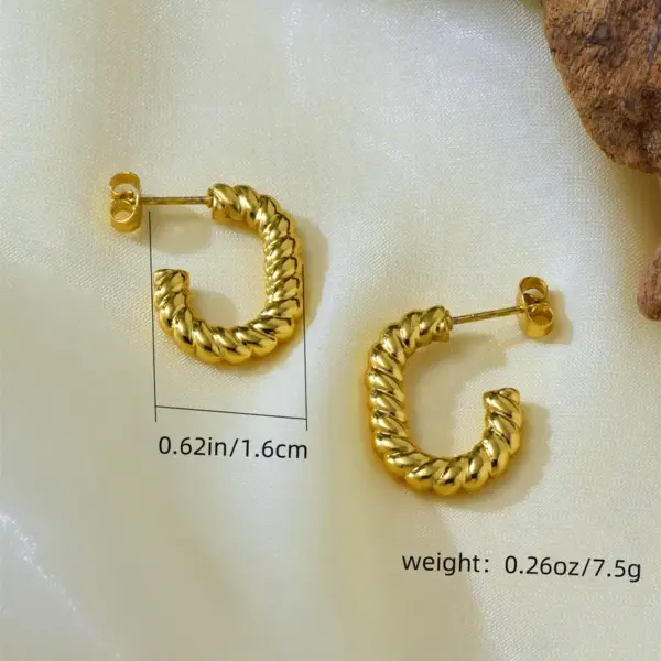 304 Stainless Steel Irregular Electroplating Stone-Free 18K Gold Golden Plated Elegant Simple Style Asymmetrical Gold Hoop Earrings