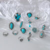 Wholesale Retro Bohemian turquoise cactus carved 14-piece set ring factory direct Amazon New