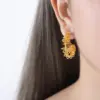 Wholesale 304 Stainless Steel Geometric PVD Coated 18K Gold Plated Real Gold Plated 18K Gold IG Style Streetwear Waterproof Non Tarnish Plating Earrings