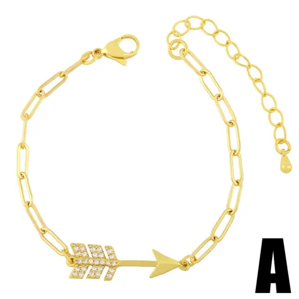 Wholesale Copper Inlaid Zircon Heart Artificial Gemstones Copper Bracelets