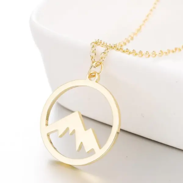 Wholesale Jewelry Fashion Mountain 201 Stainless Steel 18K Gold Plated Stainless Steel Necklaces