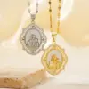 Wholesale Vacuum Plating K Gold Plated Round Virgin Mary 304 Stainless Steel Copper Vintage Style Religion Artistic 304 Stainless Steel Pendant Necklace