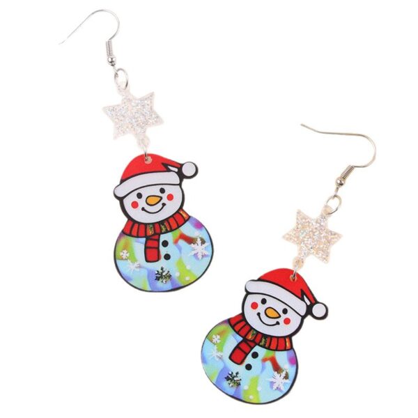 Wholesale Christmas Earrings Cartoon Contrasting Color Snowman Bell Acrylic Earrings