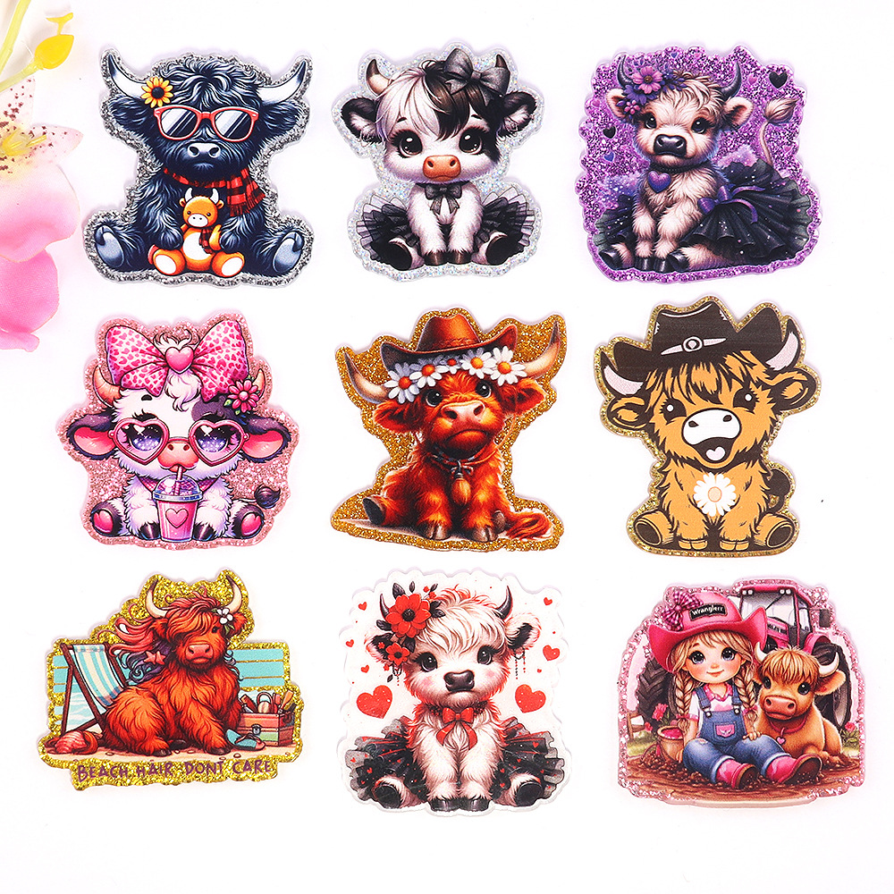 Wholesale New loose wder cartoon cute calf ny bag aessories acrylic cute DIY patch aessories