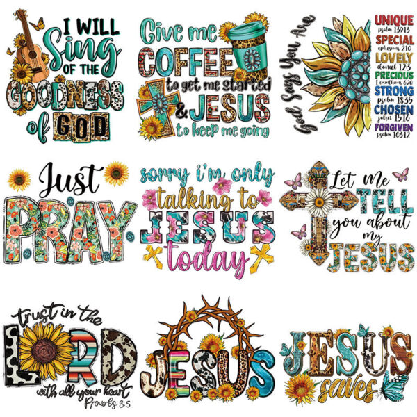 oly-36b9659bdaea88657575c71e497302fd Wholesale Sunflower letter heat transfer sticker pattern