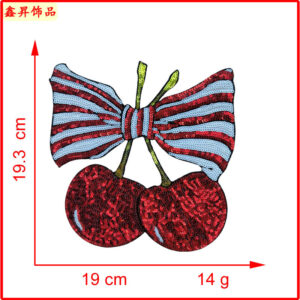 Heated melt glue*red and white*cherry bow*sequin*19*19cm