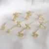 Wholesale 1 Pair Simple Style Classic Style Geometric Cross Plating Inlay Copper Zircon 18K Gold Plated Ear Studs
