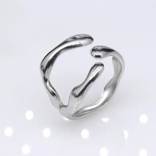 Wholesale 1 Piece Simple Style Irregular Solid Color Titanium Steel Plating Open Ring