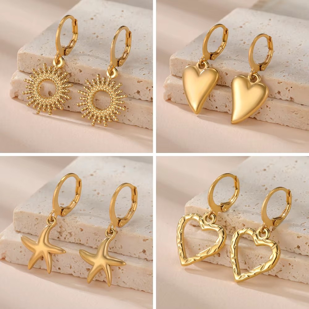 Wholesale Foreign trade new European and American wind suower creative personality ear buckle fashion earrings 304 stainless steel