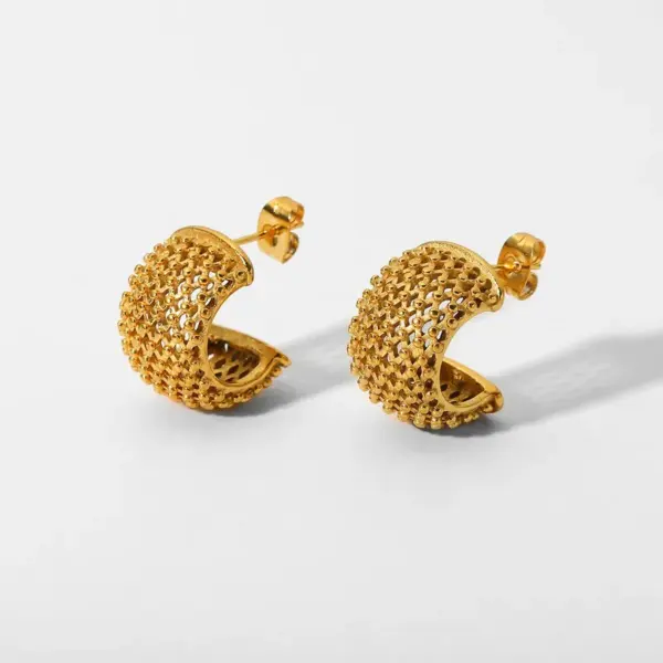 Wholesale C Shape Plating 316 Stainless Steel No Inlaid PVD Coated Earrings
