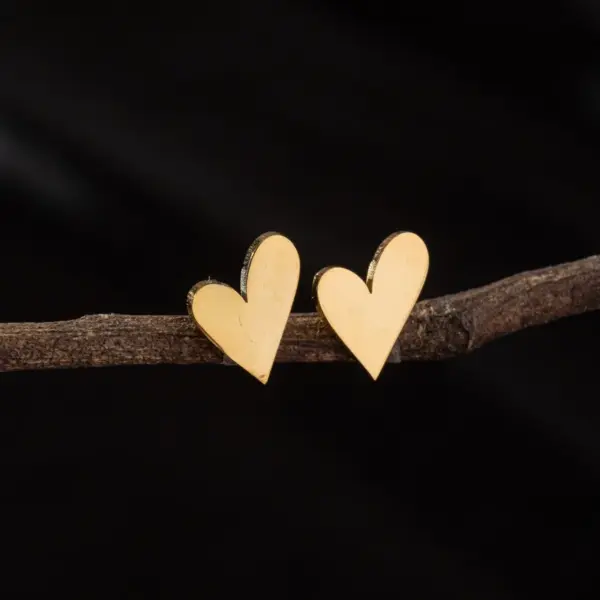 Ion Plating (IP) 18K Gold Real Gold Plated Heart Shape 304 Stainless Steel Cute Simple Style Waterproof Non Tarnish Ear Studs