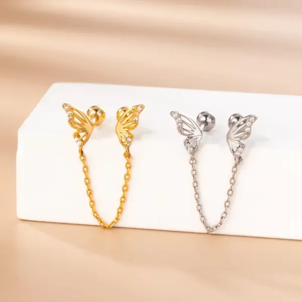 1 Piece Ear Cartilage Rings & Studs Fashion Heart Shape Butterfly 316L Stainless Steel Copper Waterproof Non Tarnish Surgical Steel Zircon