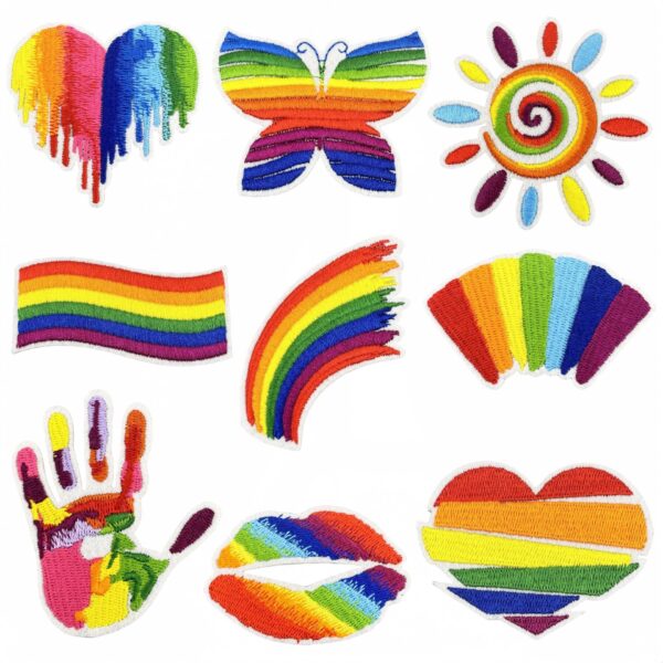 Wholesale New Rainbow Color Embroidered Cloth Sticker Love Palm Patch Color Sun Clothes Dress Embroidered Patch