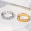 Wholesale PVD Coated Real Gold Plated Chains Print Stainless Steel IG Style Simple Style Waterproof Non Tarnish Open Ring