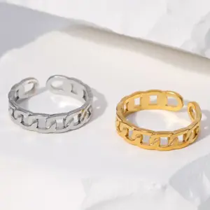 Wholesale PVD Coated Real Gold Plated Chains Print Stainless Steel IG Style Simple Style Waterproof Non Tarnish Open Ring