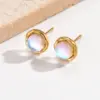PVD Coated Real Gold Plated 14K Gold Round Stainless Steel Elegant Simple Style Waterproof Non Tarnish Ear Studs