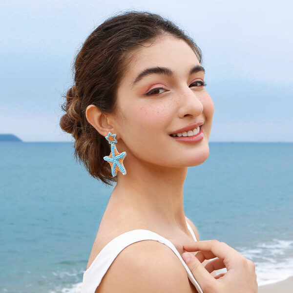 oly-36d5e347de0d605f1c3d9f75e8753401 Wholesale Summer Ocean Vacation Handmade Beaded Bohemian Cute Cartoon Dolphin Starfish Animal Rice Bead Earrings