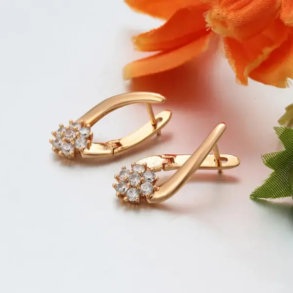 Wholesale 1 Pair Elegant Lady XUPING Geometric Plating Copper Zirconia 18K Gold Plated Ear Studs